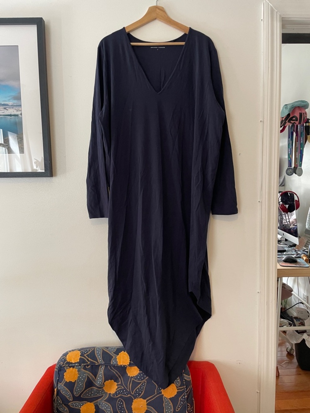 Universal Standard Navy Asymmetrical V-Neck Long Sleeve Dress